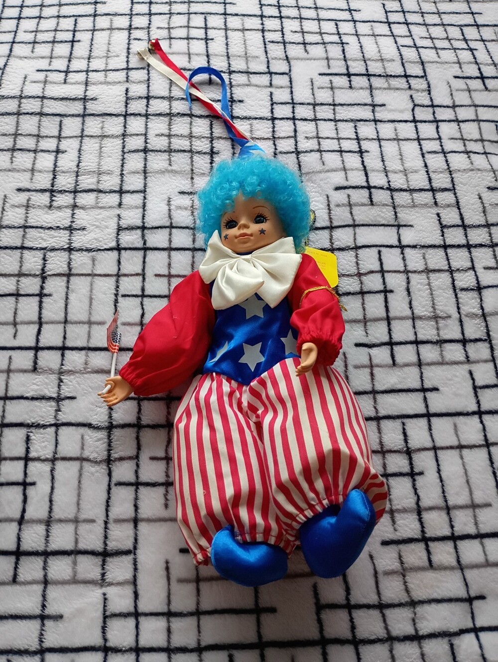 1980s July Calendar Clown Brinn's Doll -DUSTY, NEED CLEANED, NO BROKEN PARTS